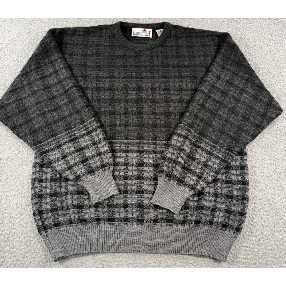 Vintage Florence Tricot Sweater Mens Large‎ Gray Wool Blend Pullover Crew Neck